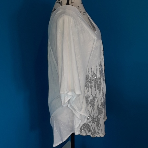 INC International Concepts White Sequin Dolman Top - Picture 7 of 8